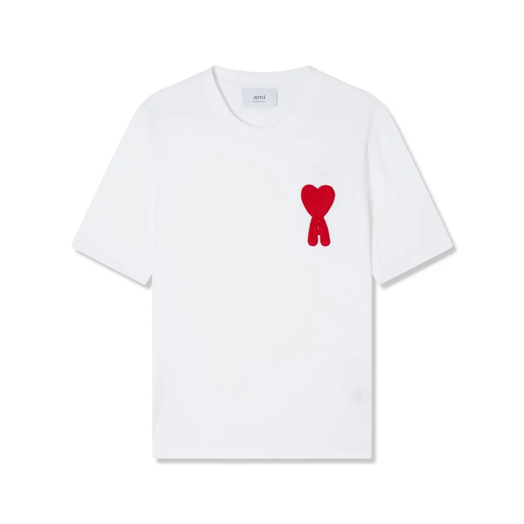 Style No.: A 007# P57 Ami 2026 Spring/Summer New Arrival T-shirt Short Sleeve The workmanship of this chapter is extremely cumbersome and complex. It uses water-soluble polyester and water-soluble thread to start the pattern, dye it, then air-dry, shape it, and then laser process the details. The process takes a long time, which distinguishes it from the junk version of the leaky bottom fabric on the market. We completely restore the correct version of the official website 1:1, with high-weight fabrics, synchronized detail routing, and restored official website letter embroidery, which is the only correct version on the entire network. Color: Apricot Red Black Red White Red Navy Blue Gray Apricot Black Sizes: S-XL